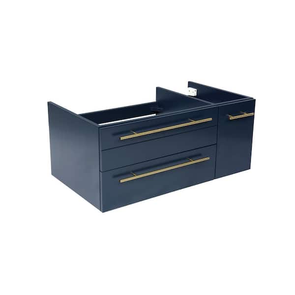 Fresca Lucera 35 in. Wall Mount Single Bath Vanity Cabinet without Top in Royal Blue - Undermount Left Sink  Compatible
