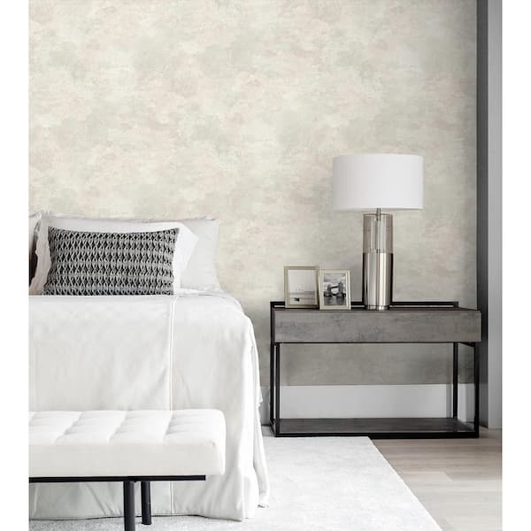 56 sq. ft. Metallic Cream and Blush Farnham Faux Stucco Unpasted Paper Wallpaper Roll