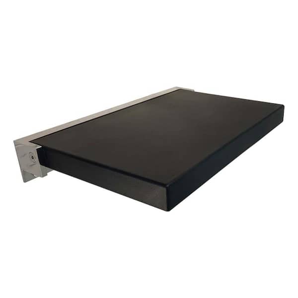 Transolid Preston 20 in. W x 14 in. D Vinyl Flip-Up Shower Seat in Black and Polished Chrome