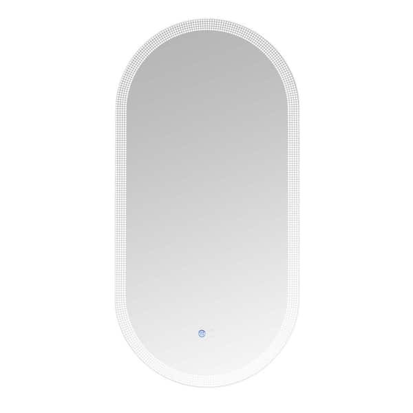 Unbranded 18 in. W x 35 in. H Oval Frameless Anti-Fog LED Light Wall Bathroom Vanity Mirror Dimmable Bright