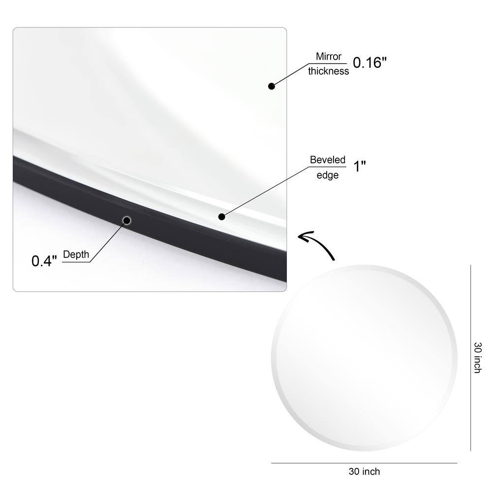 Empire Art Direct 30" Round Frameless Beveled Wall Mirror