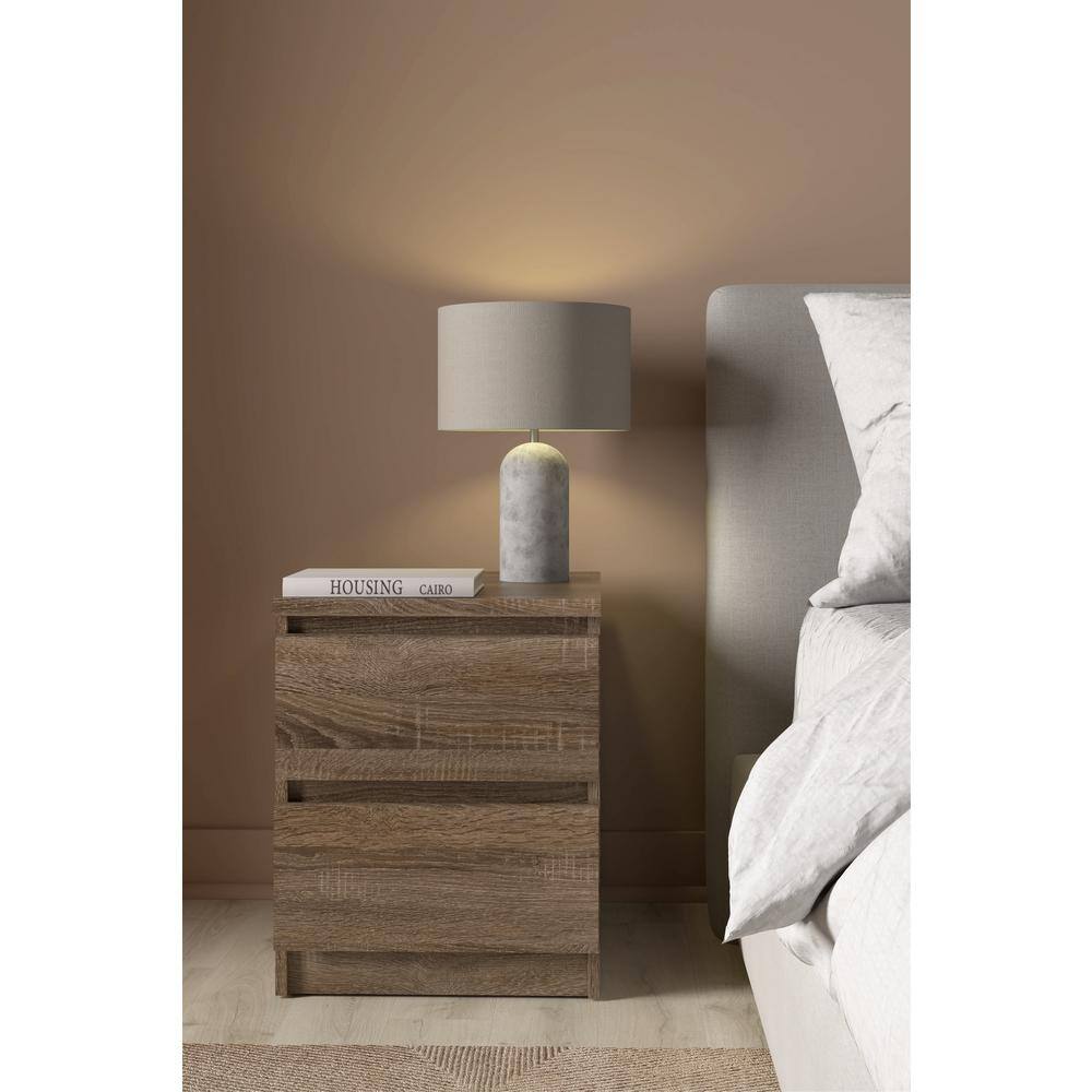 Truffle Oak 2-Drawer Modern Nightstand