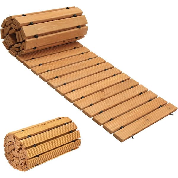 8 ft. Cedar Wooden Garden Pathway, Roll Out Decorative Walkway for Outdoor Use