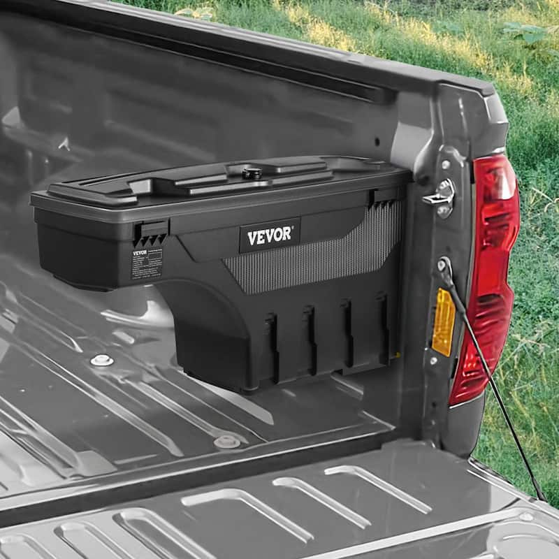 28 in. ABS Truck Bed Storage Box 6.6 Gal. Passenger Side Truck Tool Box with Password Padlock for Tundra 2007-2021,Black