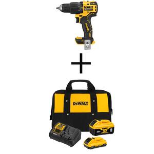 ATOMIC 20V MAX Cordless Brushless Compact 1/2 in. Hammer Drill (Tool-Only) with 20V 6Ah & 4Ah Batteries, Charger & Bag