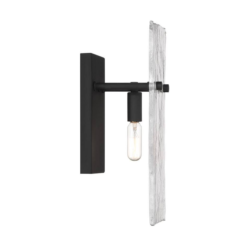 Matte Black Handmade Water Glass 1-Light Sconce