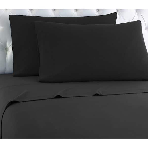 Micro Flannel 4-Piece Charcoal Solid Flannel King Sheet Set