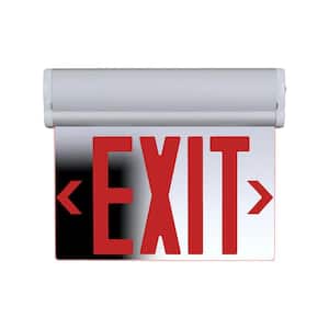 EXL220 Edge-Lit Integrated LED Emergency Exit Sign, Mirrored with Red Lettering