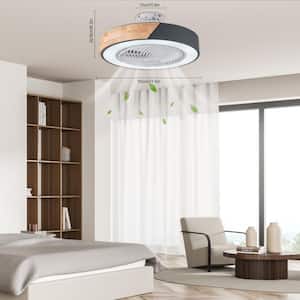 20 in. Indoor Black and Wood Modern Round Caged 6-Speed Ceiling Fan with Adjustable White Integrated LED and Remote