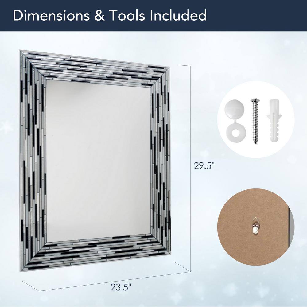 Modern Rectangular Frameless Black Glass Wall Mirror