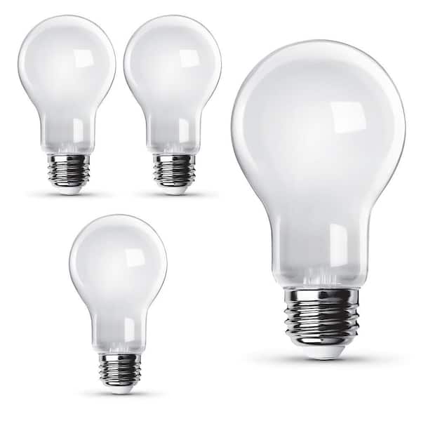 60-Watt Equivalent A19 Dimmable Filament CEC 90+ CRI Frost Glass E26 Medium LED Light Bulb, Natural White 3500K (4-Pack)