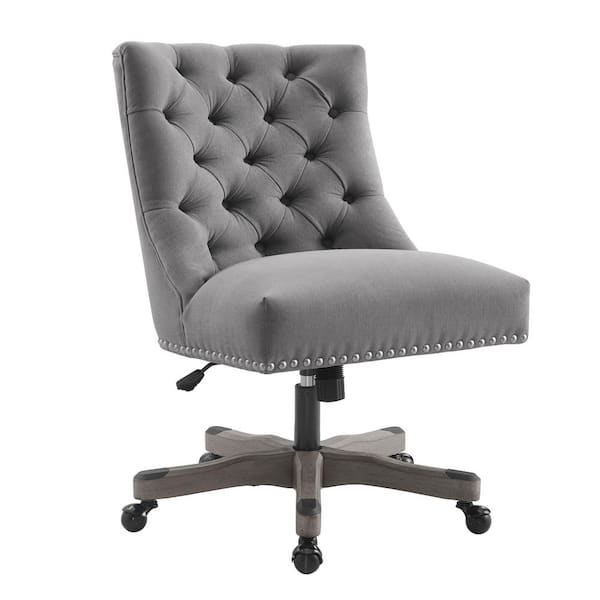 Linon Home Decor Des Fabric Adjustable Height Swivel Office Desk Task Chair in Gray with Wheels