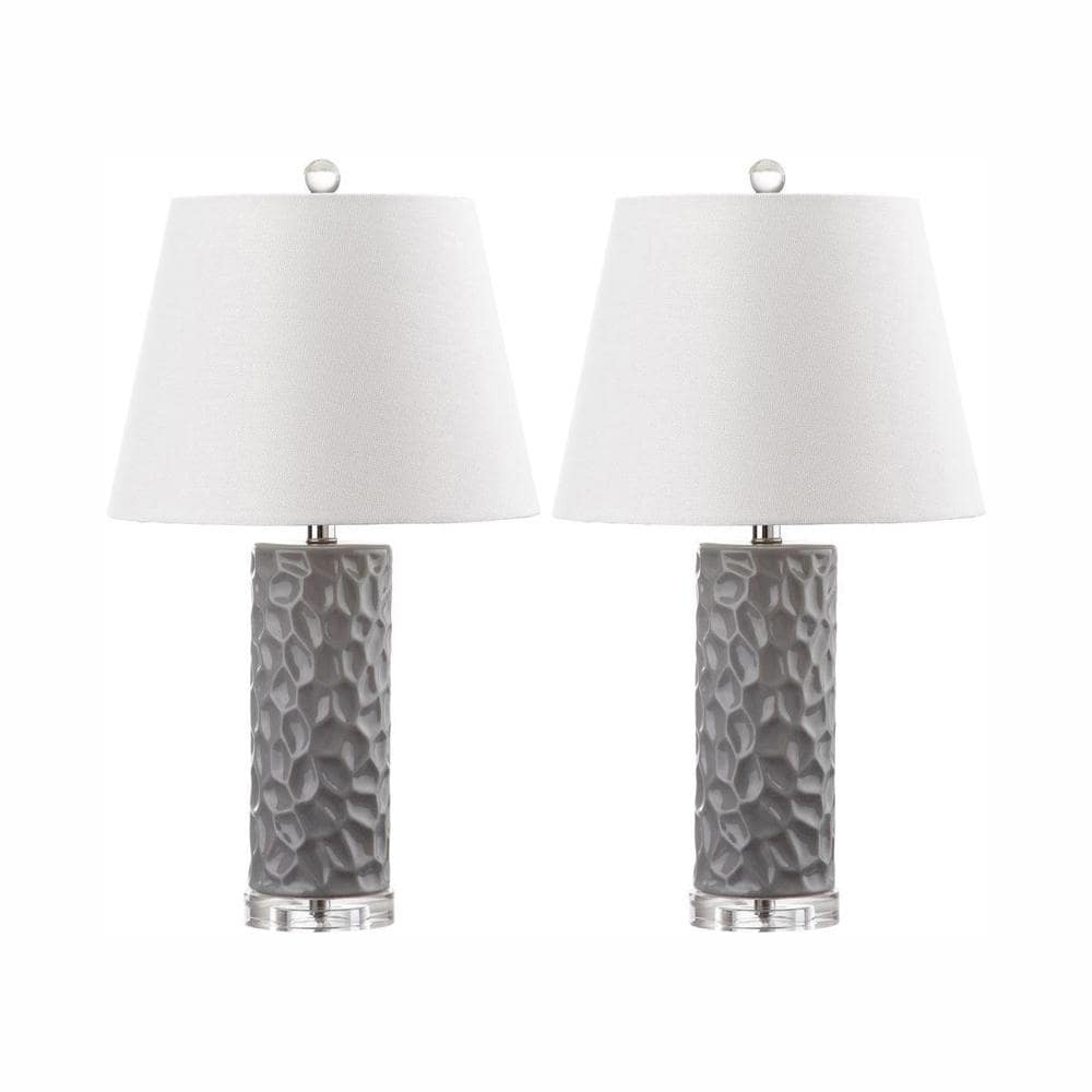 Safavieh Dixon 235 In Gray Texture Table Lamp With Off White Shade Set Of 2 Lit4249b Set2 The Home Depot