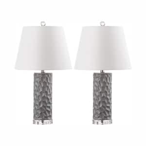 Dixon 23.5 in. Gray Texture Table Lamp with Off-White Shade (Set of 2)