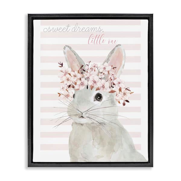 Stupell Industries Sweet Dreams Bunny by Jessie Perry Black Floater Frame Animal Graphic Art Print 21 in. x 17 in.