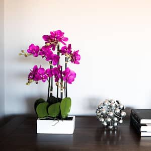 21 in. Artificial Purple Potted Orchid