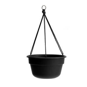 Dura Cotta 12 in. Black Plastic Self Watering Hanging Basket Planter