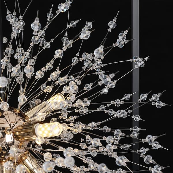 Jasper 8-Light Matte Black and Gold Industrial Sputnik Sphere Chandelier