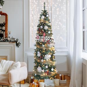 6.5 ft. Pre-Lit LED Artificial Christmas Tree Pencil with Warm White Light