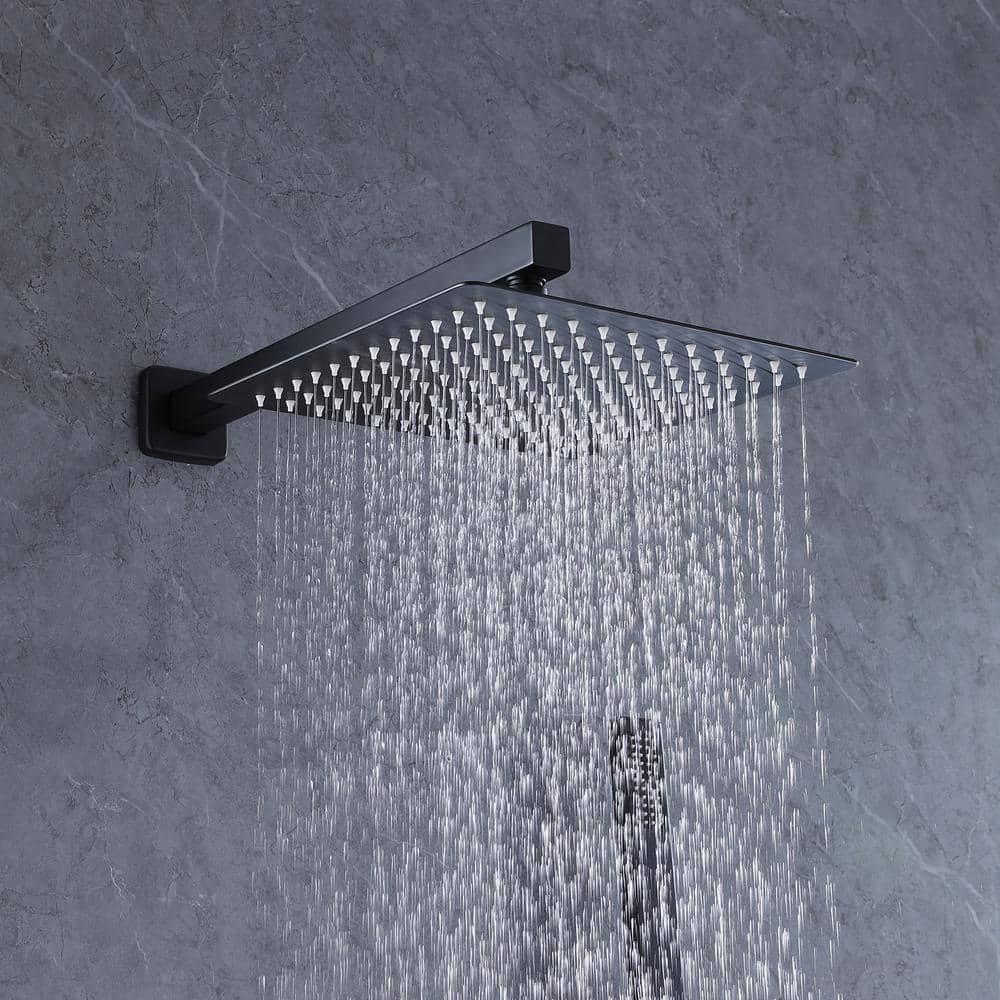 Matte Black Stainless Steel Rain Shower Faucet Set