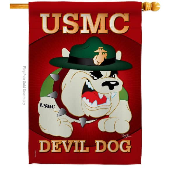 Breeze Decor 28 in. x 40 in. Devil Dog House Flag Double-Sided Armed Forces Decorative Vertical Flags