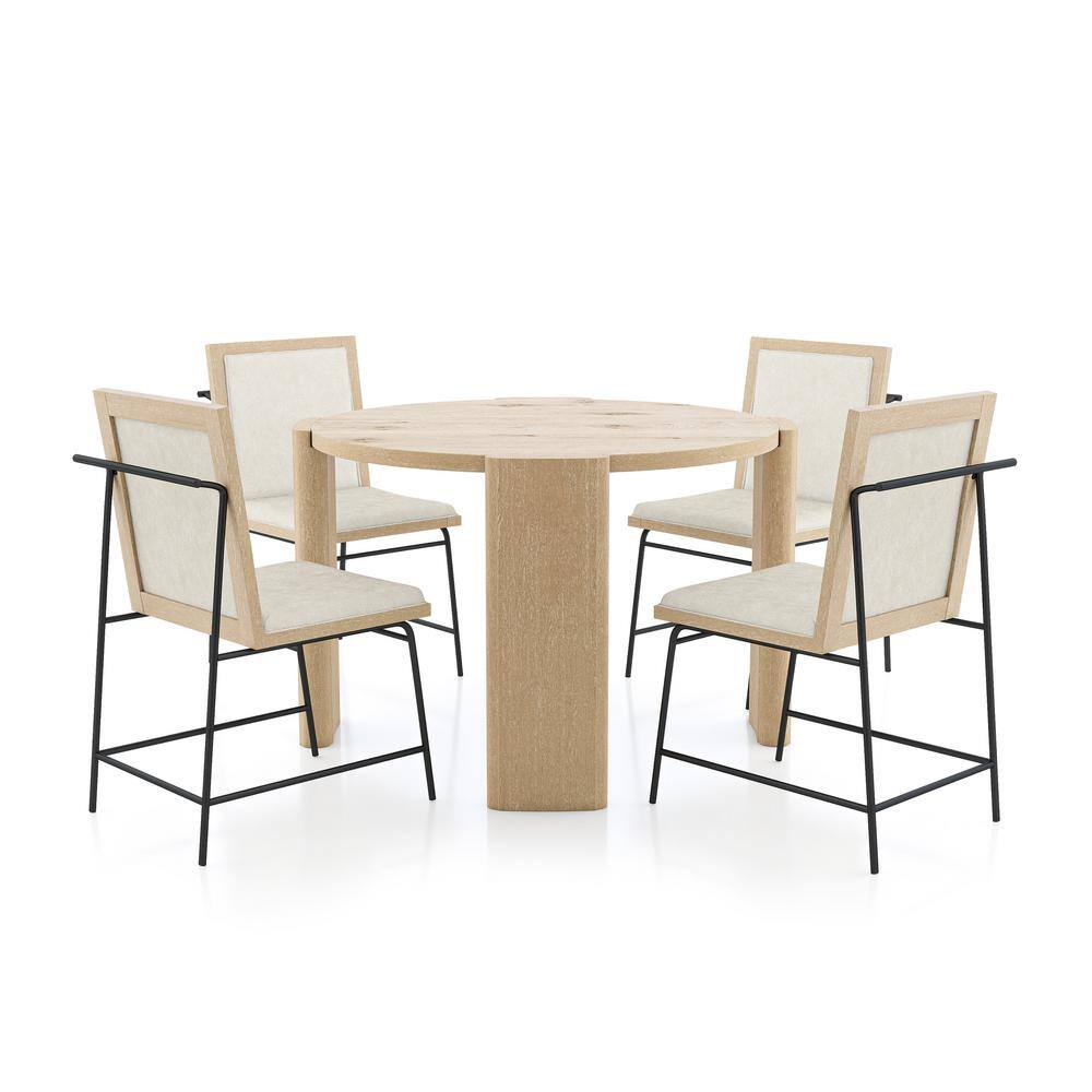 Ashford 5-Piece Round Oak Modern Farmhouse Wood Top Dining Room Set