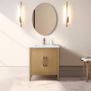 30 in. W x 18.5 in D x 34 in. H Single Sink Bathroom Vanity Cabinet in Natural Oak with Ceramic Top