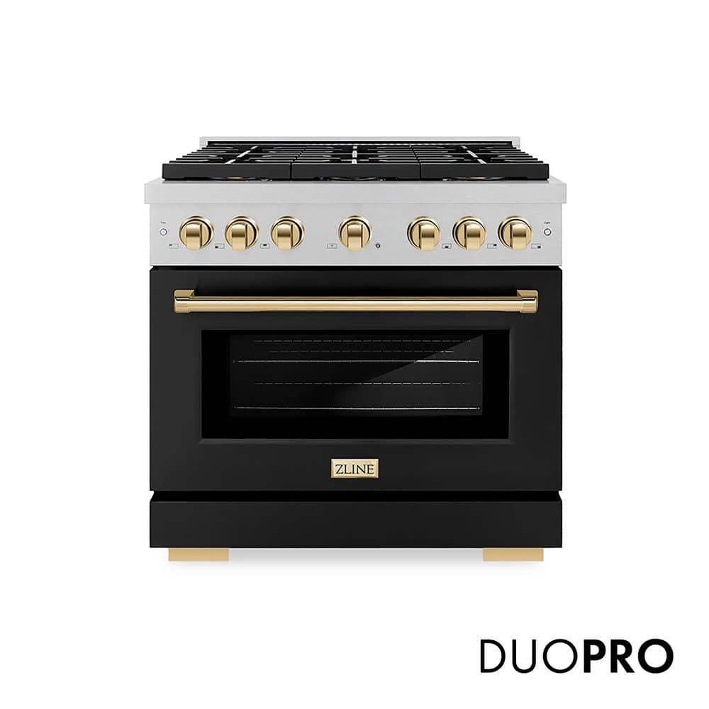 ZLINE Kitchen and Bath Autograph 36 in. 5.2 cu. ft. Dual Fuel Range ...