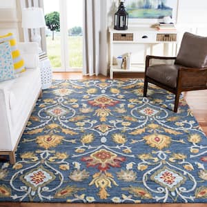 Blossom Navy/Multi 4 ft. x 4 ft. Square Floral Area Rug