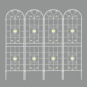 86 .7 in. Metal 4 Pack Garden Trellis in white