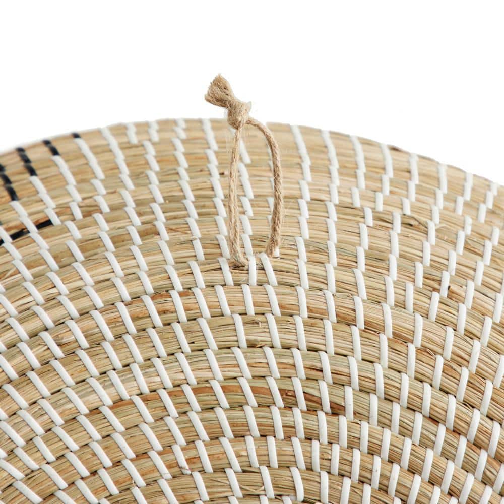 Brown and Off-White Spiral Seagrass Wall Basket Set