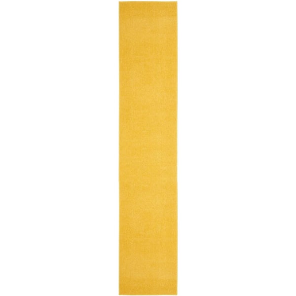 Essentials 2 ft. x 20 ft. Yellow Solid Contemporary Rectangle Kitchen Runner Indoor/Outdoor Area Rug