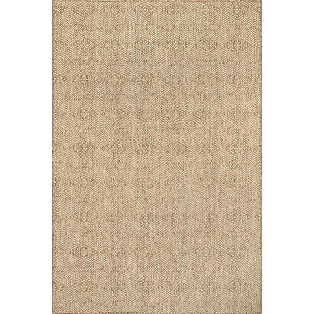 Modern Gray Synthetic 4' x 6' Easy-Care Indoor/Outdoor Rug