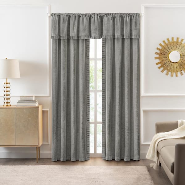 ACHIM Bordeaux 14 in. L Polyester Window Curtain Valance in Silver