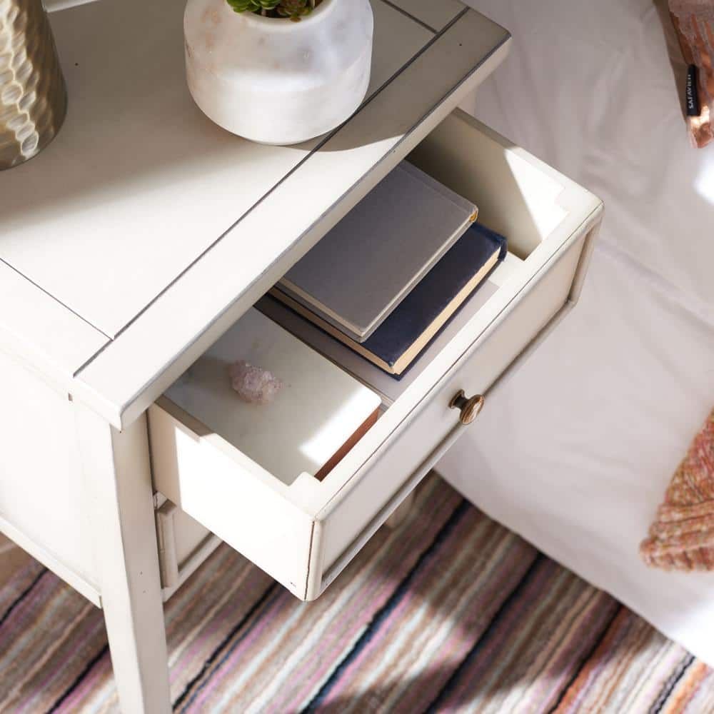 White Lacquered Ash and Elm 2-Drawer Accent Table