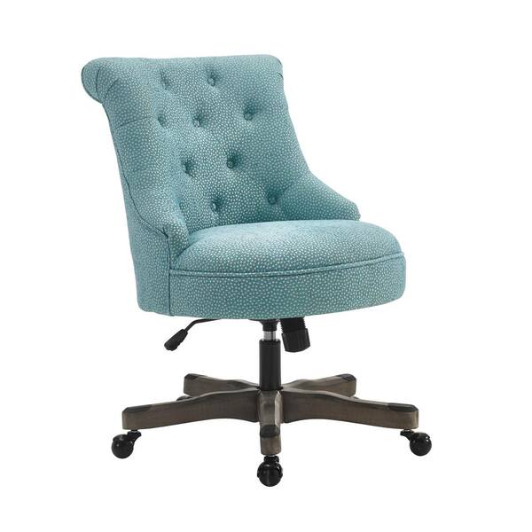 Gray Wood Base Office Chair, Blue Desk Chair With Wheels