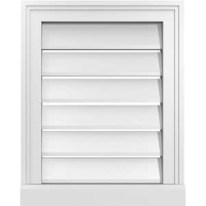 16 in. x 20 in. Vertical Surface Mount PVC Gable Vent: Functional with Brickmould Sill Frame