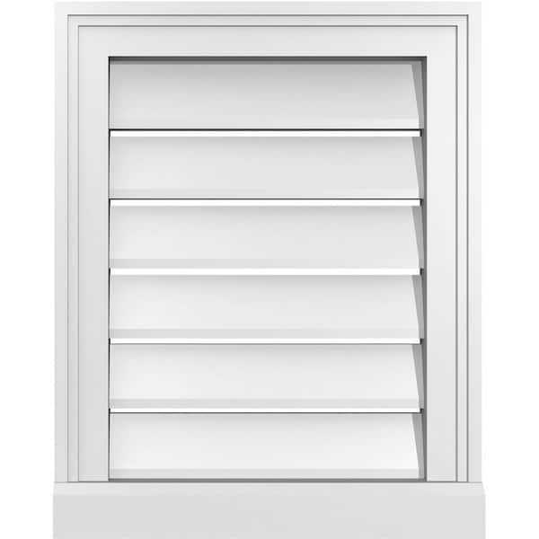 Ekena Millwork 16 in. x 20 in. Vertical Surface Mount PVC Gable Vent: Functional with Brickmould Sill Frame