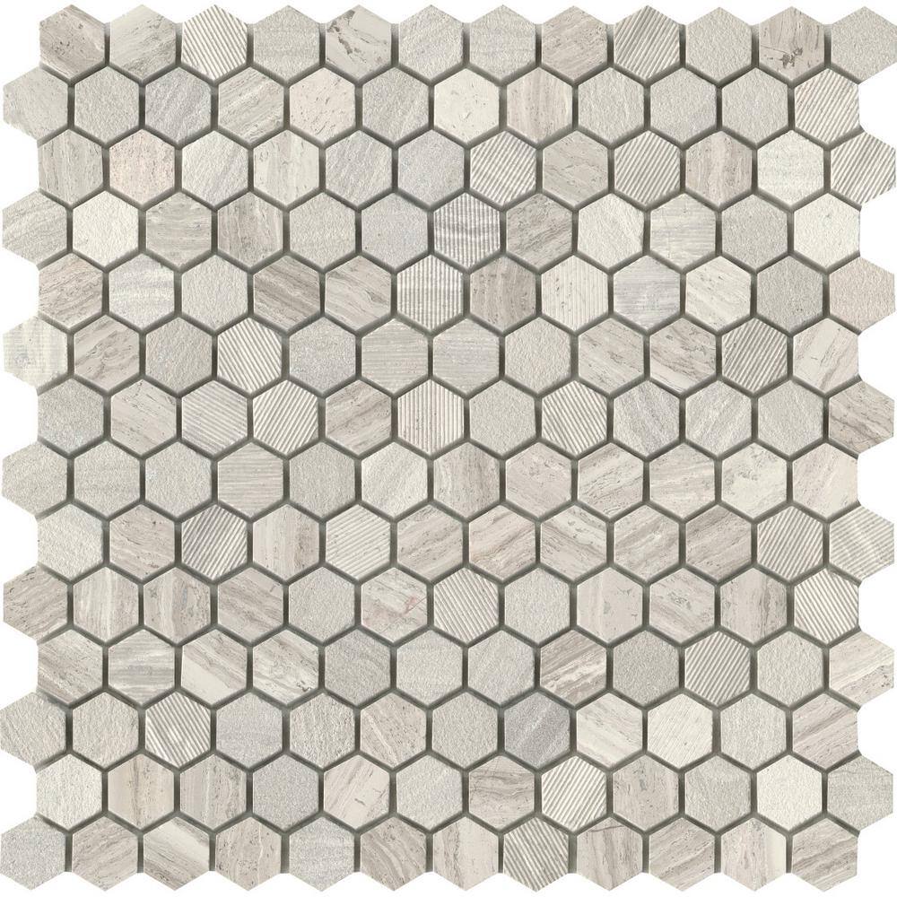 EMSER TILE Marble Cream 12.01 in. x 12.13 in. Honeycomb Honed Limestone Mosaic Tile (0.978 sq. ft./Each), Ivory