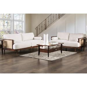 Amity 65 in. Walnut Fabric 2-Seater Loveseat with Loose Pillow Back