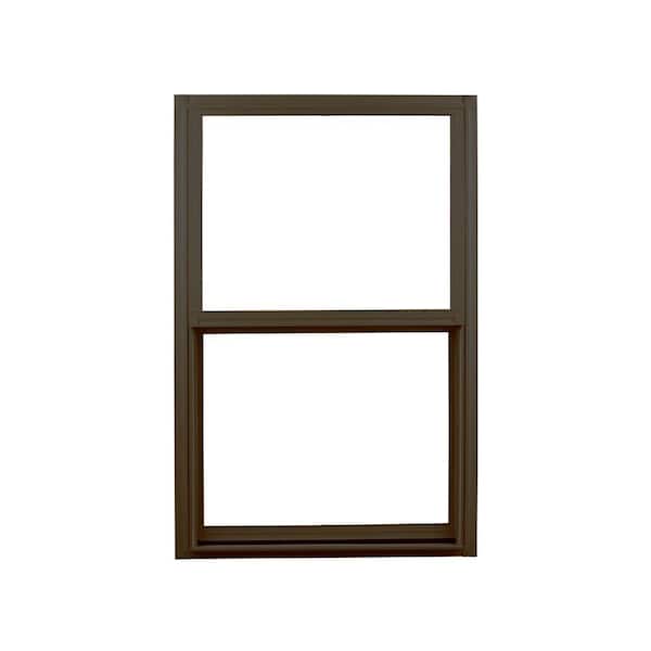 Ply Gem 35.25 in. x 59.25 in. 300 Series Bronze Aluminum Single Hung Window with LowE Glass, Screen Included