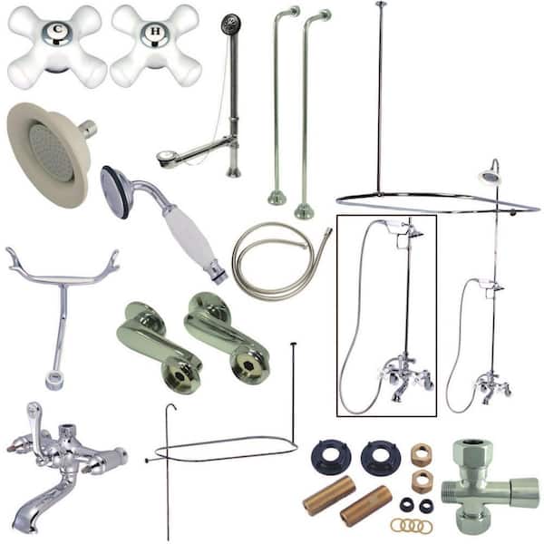 Kingston Brass Vintage Combo Set 3-Handle Claw Foot Tub Faucet with Shower Enclosure in Polished Chrome
