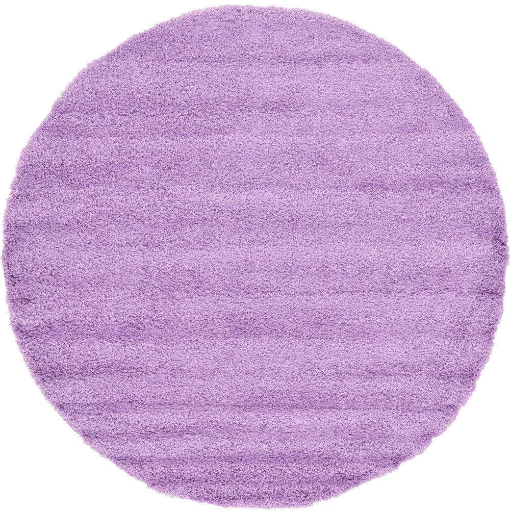 Unique Loom Solid Shag Lilac 8 ft. Round Area Rug 3128123 - The Home Depot