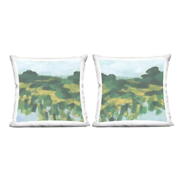 Stupell Industries Reflecting Green Nature Green Print Polyester 18 in. X 18in. Throw Pillow, Set of 2
