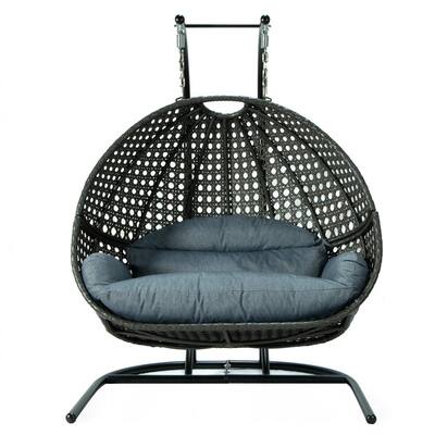 3-Piece Stainless Steel Luxury Patio Double Seat Swing Chair Cut with Cushion (KD3)