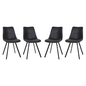 Markley Charcoal Black Faux Leather Dining Chair Set of 4