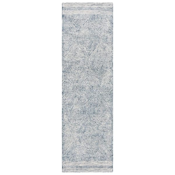 SAFAVIEH Abstract Ivory/Navy 2 ft. x 8 ft. Geometric Runner Rug