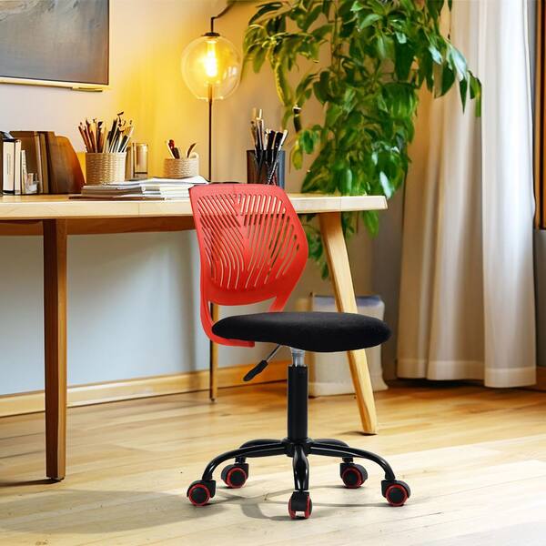 Carnat Kids Desk Chair (Set of 2) Adjustable Swivel Chair w/ Lumbar Support and Cushioned Seat in Red and Pink Teenagers