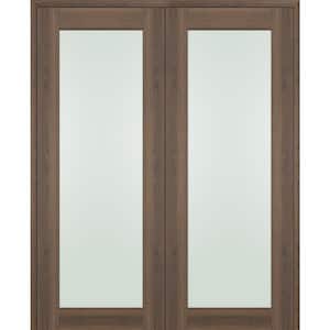 Vona 207 36"x 80" Both Active Full Lite Frosted Glass Pecan Nutwood Wood Composite Double Prehung French Door