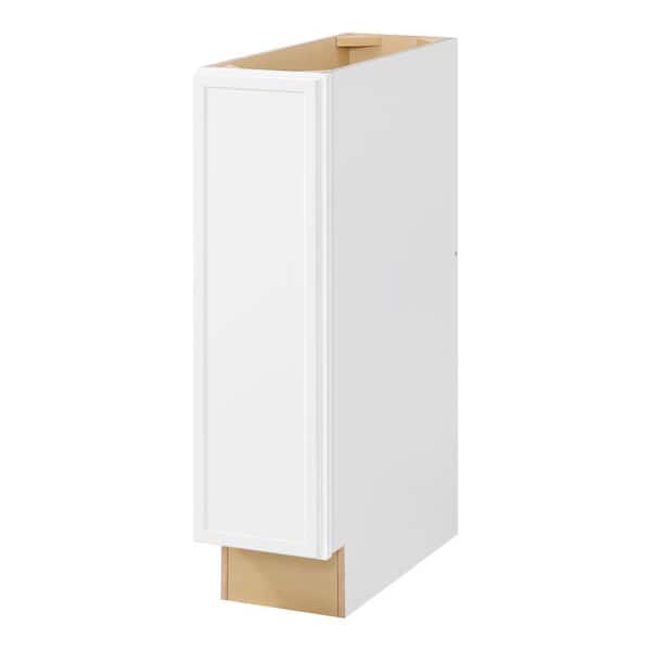 Hampton Bay Leyton 9 in. W x 24 in. D x 34.5 in. H Ready to Assemble Plywood Slim Shaker Base Kitchen Cabinet in Alpine White
